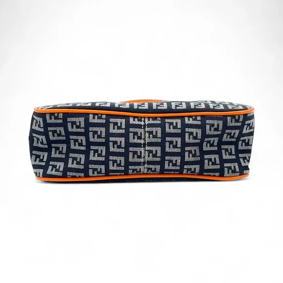 New Auth Fendi zucchino Monogram mini hobo Shoulder Bag orange black logo canvas - Picture 16 of 16